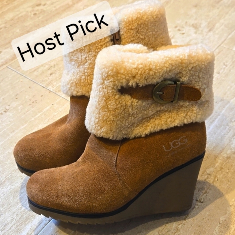 UGG Auzland Sheepskin Unique Wedge Ankle Boots